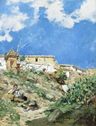 Paisaje con figura en Sagunto, Valencia